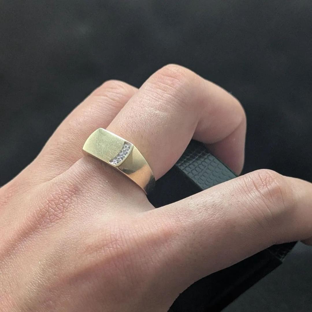 Silver GF Rectangular Signet Ring with Sparkling … - image 10