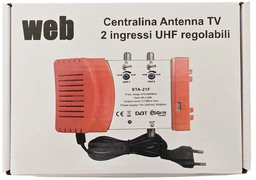 Kontrollgerät Antenne Fernseher 2 Eingänge Uhf Verstellbar 5G LTE 40dB Digital - Bild 3 von 4