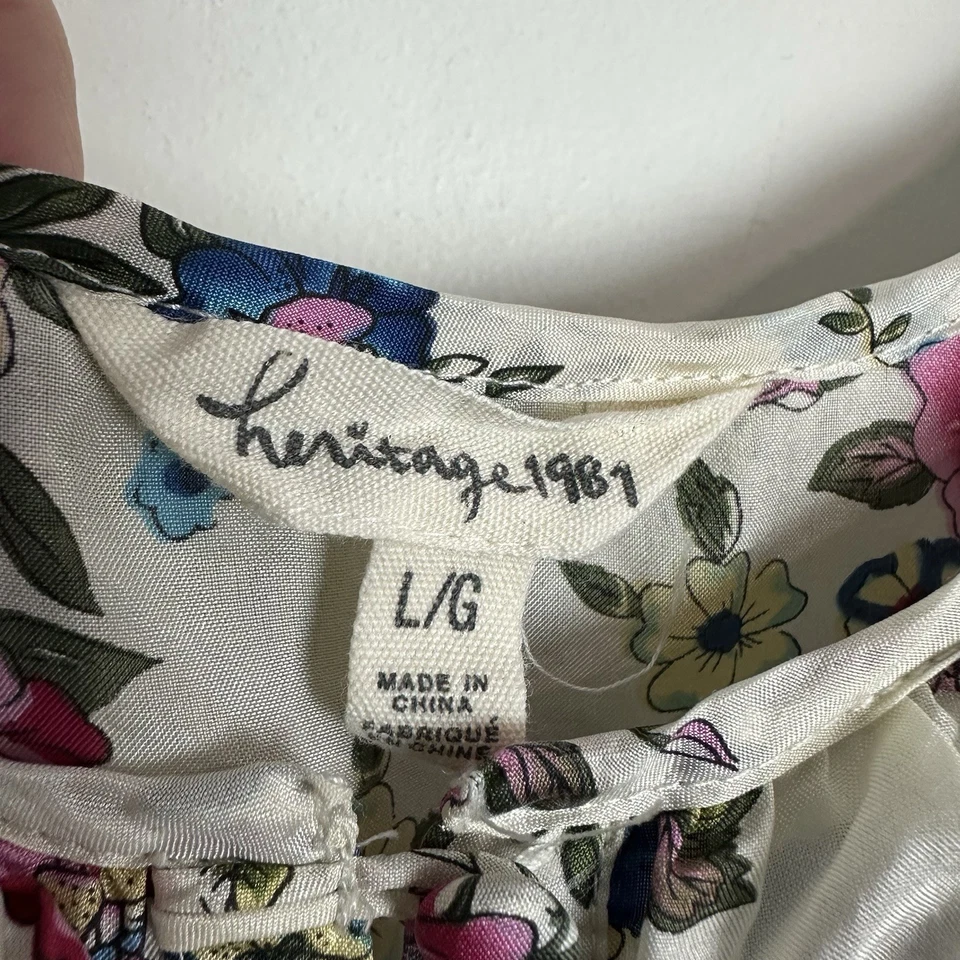 Heritage 1981 真丝花卉背心仙女迷彩浪漫褶皱 Y2K 婴儿娃娃大号 — 第 2/4 张图片