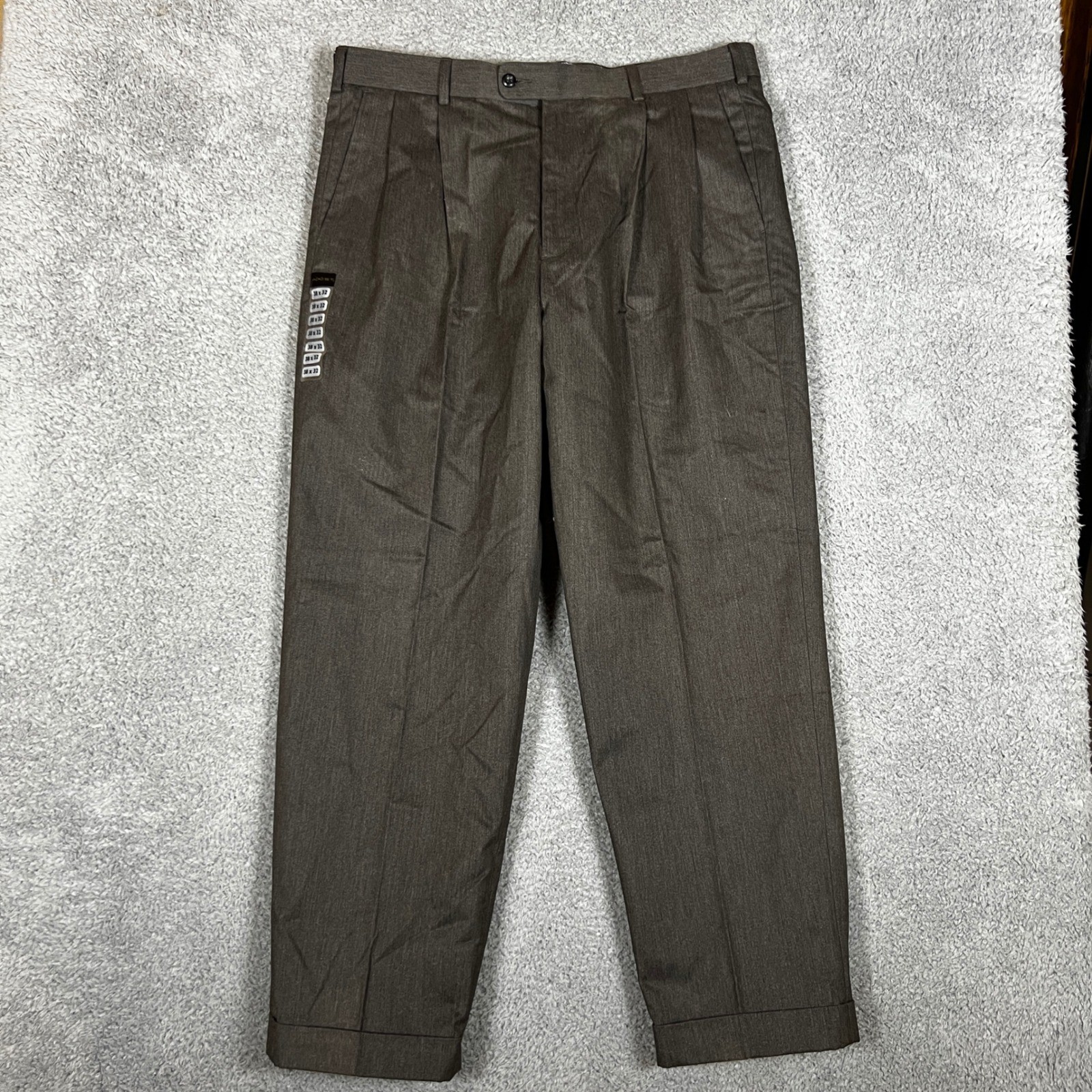 AXIST Dress Pants Mens 38x32 Heather Charcoal Pleated Flat Front Cuffed Business