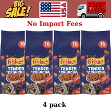 Pack of 4 Friskies Dry Cat Food Tender & Crunchy Combo Beef Carrot 16 lb Bag