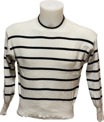 Only fine knit sweater size S women's white/black striped pullover sweatshirt