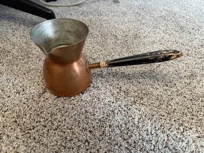 Vintage Turkish Coffee Pot Copper with Wood Handle