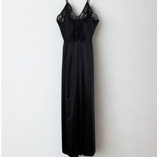 VTG Black Lace Slip Dress Sz Small Minimalism Dark Romanticism