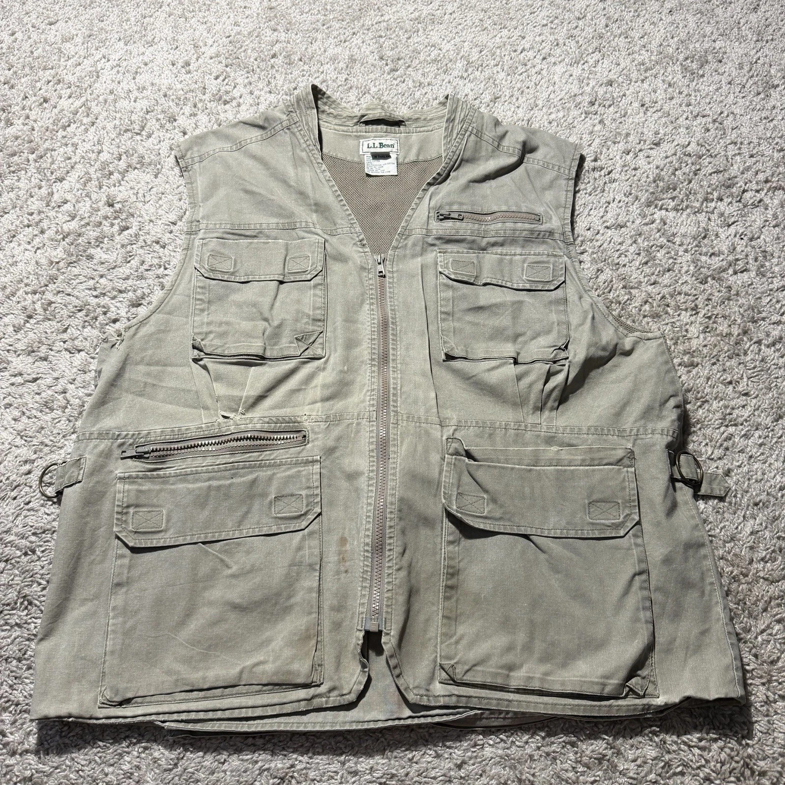 Vintage LL Bean Vest Adult XL Safari Hunting Fishing Utility Mesh Vest Full Zip