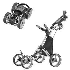 CaddyTek Explorer V8 SuperLite Golf Push Cart Silver Compact Folding Design
