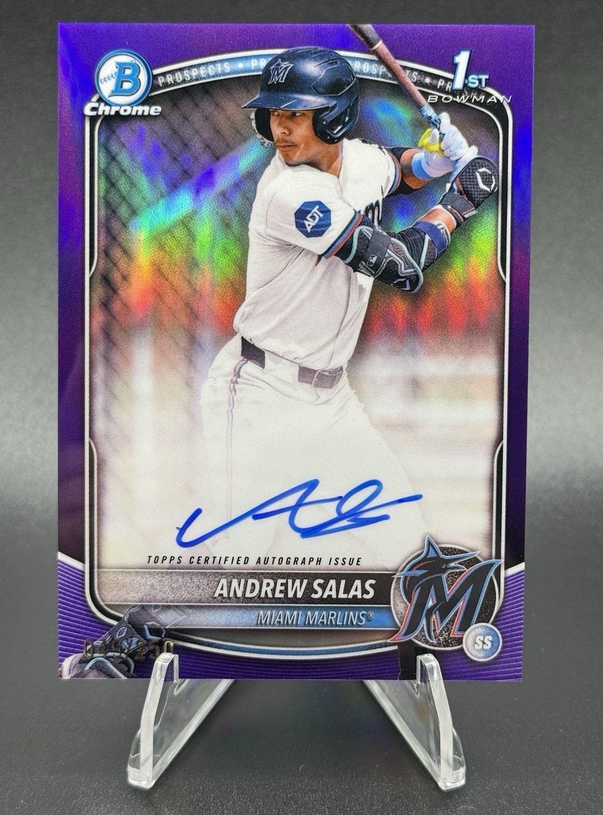 2025 Bowman Chrome Andrew Salas Purple Refractor Auto /250 Marlins 1st #CPA-AS