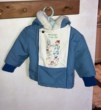 Vintage Baby Boy Winter Coat Farmer Dell Embroidered 9-12 Months Fur Lined Jacke
