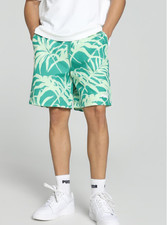 NWOT Puma Men's Essential Palm Resort Graphic Swim Trunks Shorts-Green, Size S