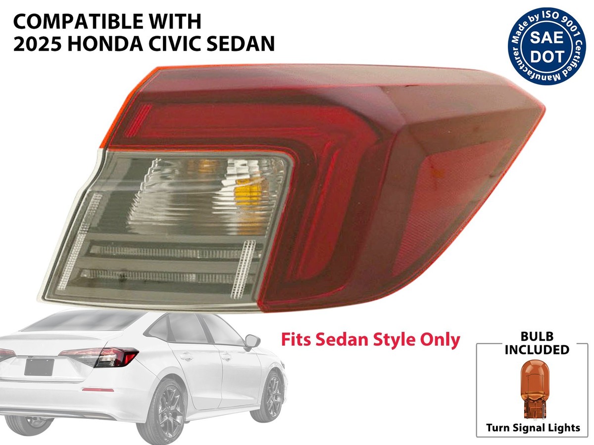Taillights for 2025 Honda Civic Sedan Outer Passenger Side with