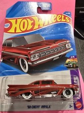 😎😎2026 Hot Wheels 59 Chevy Impala #44/250 Layin’ Low  Red Real Low  Riders