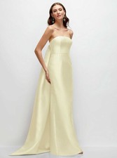 ALFRED SUNG Satin Strapless Bridesmaid Dress Butter Yellow Size 10R D876