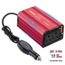 400W Power Inverter 12V DC to 110V AC, Car Charger Plug in Adapter Outlet RED