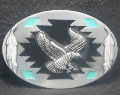 XD17134 VINTAGE 1990s *EAGLE FLYING* BIRD ANIMAL NATURE ARTWORK MENS BELT BUCKLE
