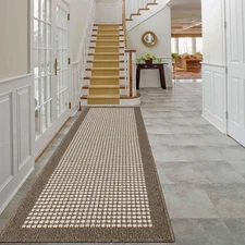 Hallway Runner Rug 2'x10' Non Slip Rubber Backing Machine Washable Grey Mat