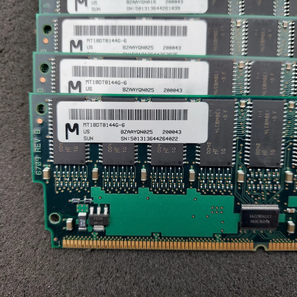 8x 8MICRON MT18DT8144G-6 128MB SDRAM PC100 100MHz ECC SERVER MEMORY 501-3136 - Image 3 of 3