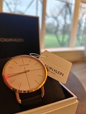 CK CALVIN KLEIN EVEN K7B216C6 Leather Black Gold Rose Watch