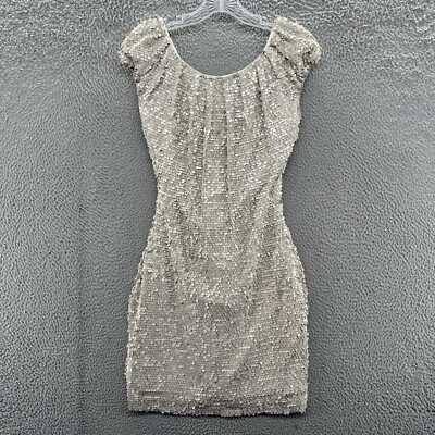 St John Evening Dress Womens 0 Cream Sequin Dinner Cap Sleeve Short Mini  Dress | eBay