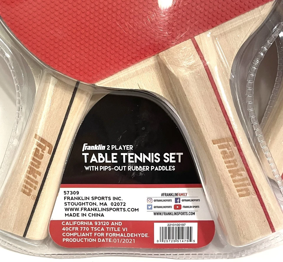 Juego de tenis de mesa Franklin con cuatro (4) paletas. PALETAS DE GOMA PIP-OUT Foto 3 de 3