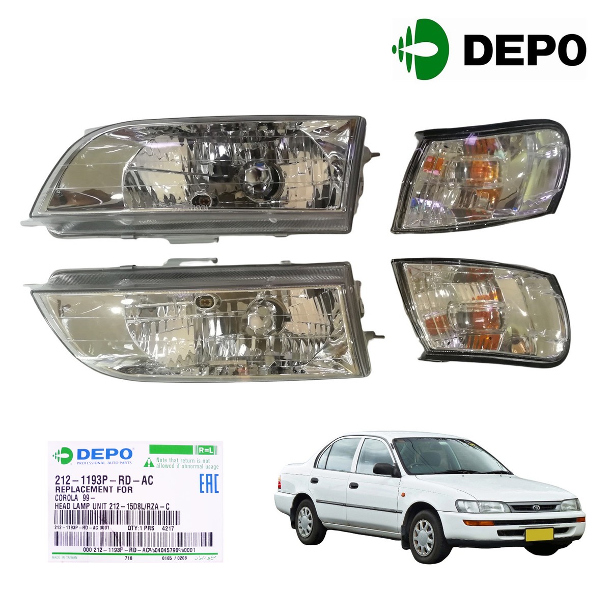 DEPO Crystal Headlight Corner Lamp For Toyota Corolla AE100 AE101