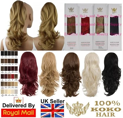 KOKO Reversible Clip In Drawstring Ponytail Extension Wavy or Curly Hair Piece