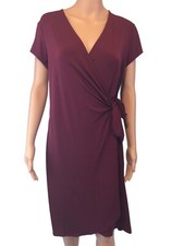 Cato Womens Size Small (Adjustable) Maroon Red Wrap Around Dress Short Sleeve