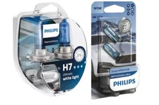 (+ W5W Parkers!) NEW H7 PHILIPS Diamond Vision 5000K Ultimate White Light Bulbs