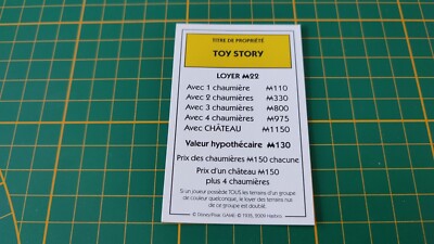 Toy Story Eigentumstitel Ersatzteil Spiel Monopoly Disney Hasbro #B94