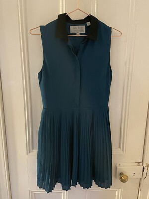 Jack Wills Pleated Teal Green Collared Shirt Dress Size Excellent