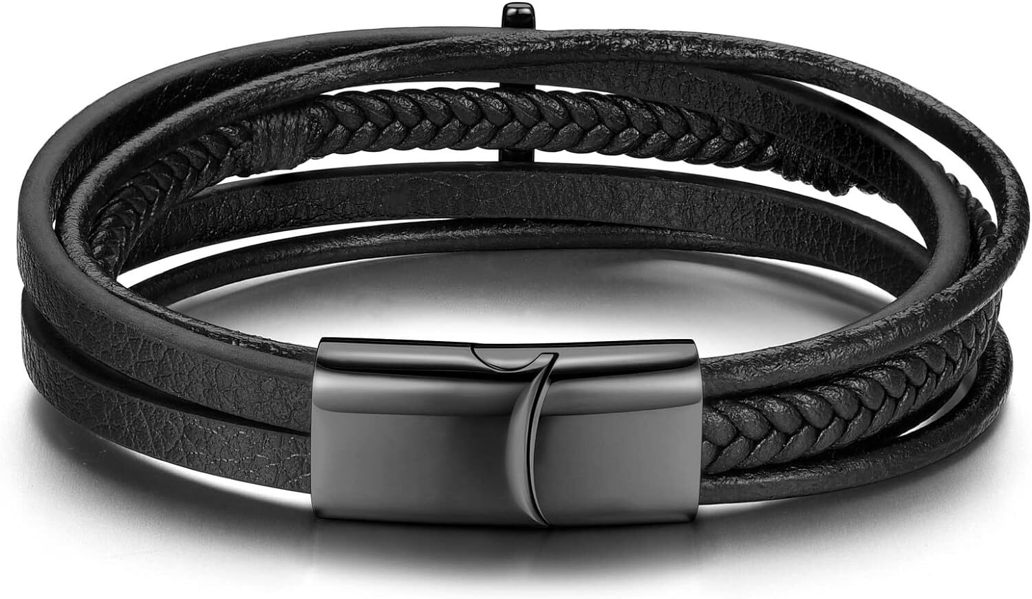 BOPREINA Men's Faith Bracelet Cross Leather for Men Stainless Black eBay