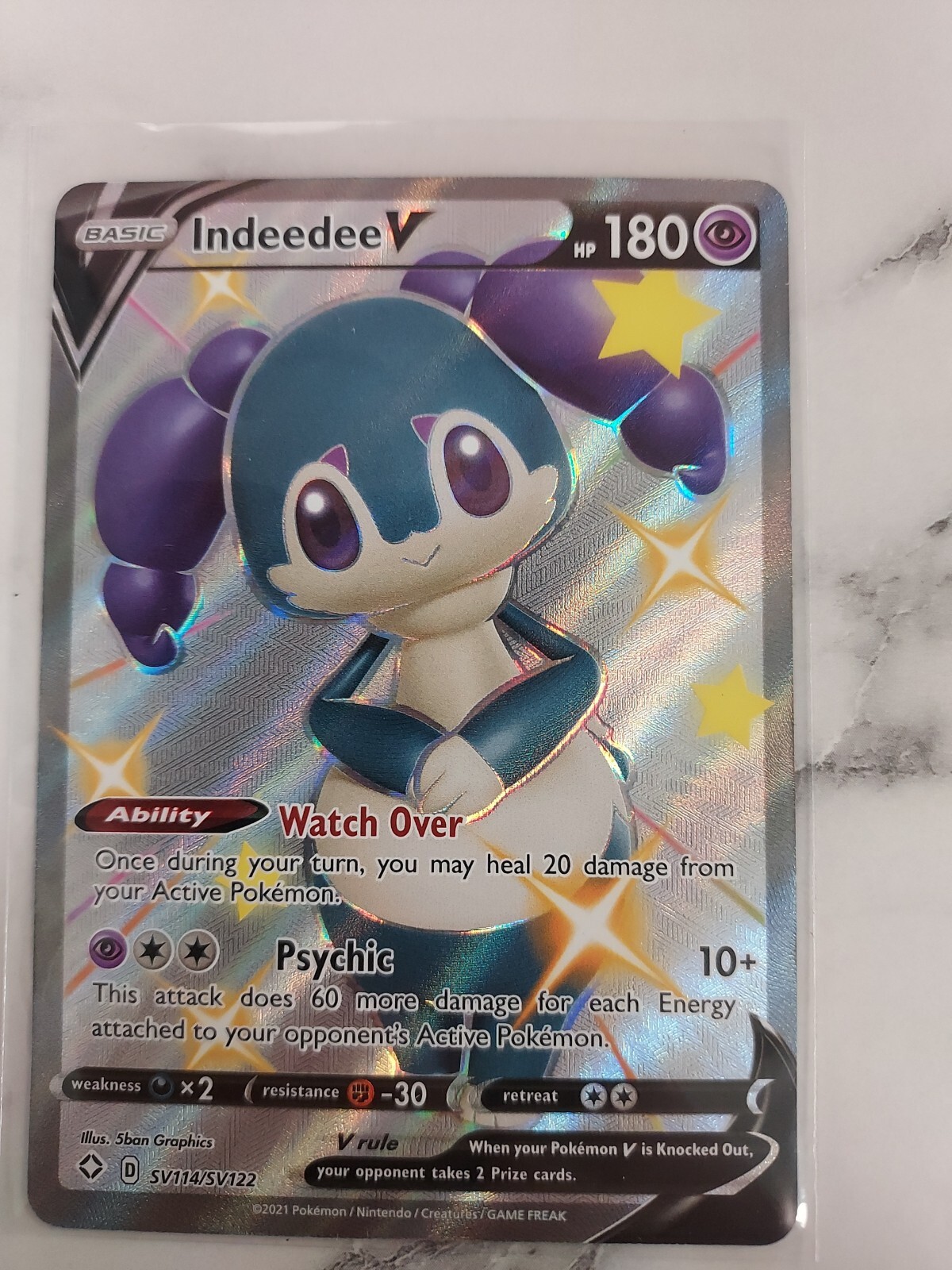 2021 Pokémon Shining Fates Indeedee V Shiny Full Art Holo Rare SV114/SV122 NM/M