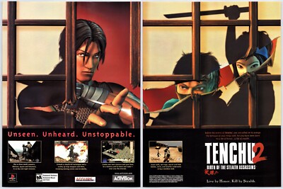 Vintage Print Ad 2000 Tenchu 2 Stealth Assassins PS1 Original Promo Poster Art
