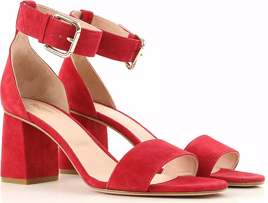 $699 Designer RED VALENTINO Suede Block Heel Red Ankle Strap Sandals 36 eBay