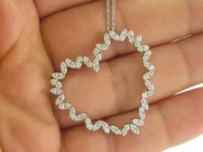 2CT Round Cut Lab Created Diamond Women's Heart Pendant 14K White Gold Plated