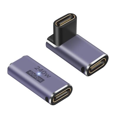 USB C Female to Female Adapter 2Pack 240W 40Gbps 90 Degree 8K Video