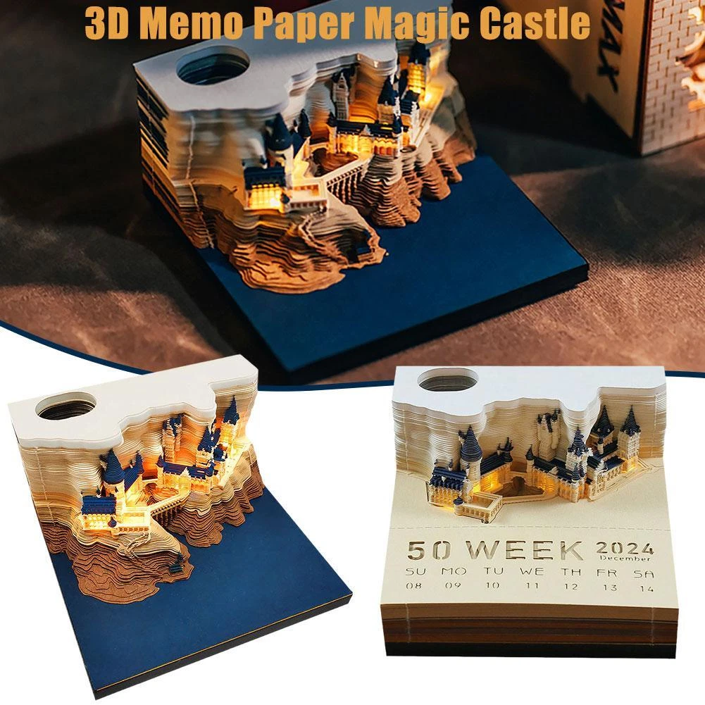 Blocco note 3D Castle calendario tavolo 2024 Blocco note