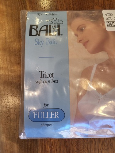 VTG Eyelet Tricot Soft Cup Sky Bali Bra White 34 C, style 350, 1994, NIP - Picture 4 of 6