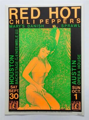 Red Hot Chili Peppers Kozik 1989 ポスター FRANK KOZIK 1989 RED HOT CHILI PEPPERS RHCP MARY'S DANISH ROCK