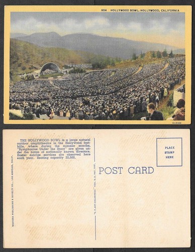 Old California Postcard - Hollywood - Hollywood Bowl, Western Publishing #804 - 第 1/1 張圖片