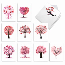20 Assorted Birthday Notecards Set 4x5.12" w/ Envelopes 10 Designs Love Trees