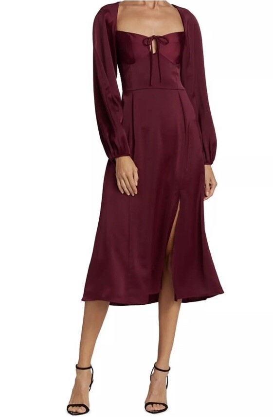 wayf bow satin midi dress wayf bow satin midi dress Homa Bow Back Dress