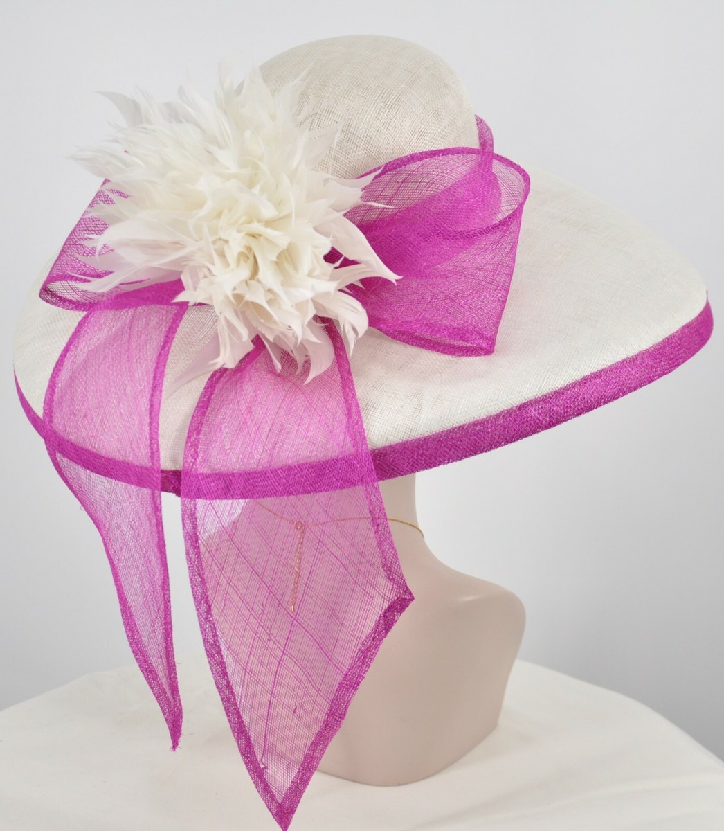 Ivory Tulle Picture Hat Blush Ribbon Tea Party Church Derby Fascinator VTG Women Kentucky Church Derby Hat Fascinator Tea Party Wedding  main image 2