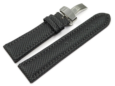 Uhrenarmband Kippfaltschließe HighTech Textiloptik dunkelgrau 18mm 20mm 22mm 24m