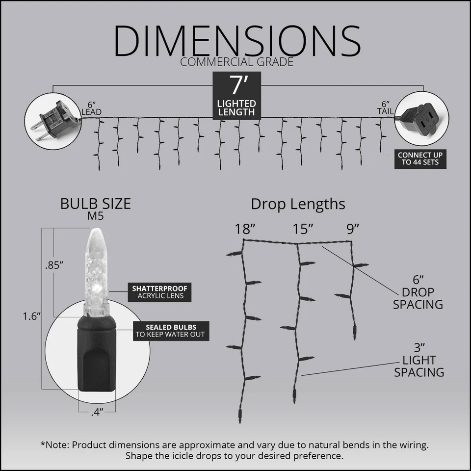 70 LED Icicle Christmas Lights Indoor Outdoor String Wedding Party Connectable - Image 2 of 3