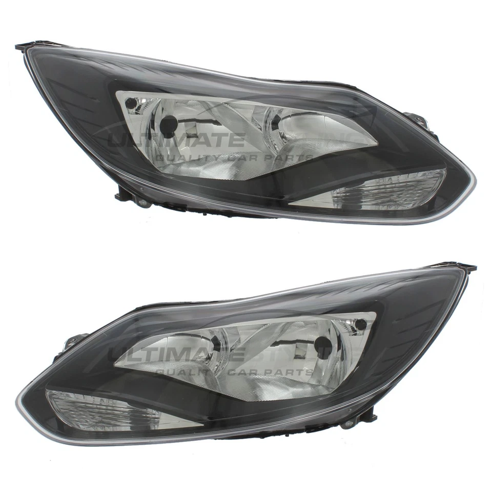 Headlights Ford Focus Mk3 Zetec & Titanium 2011-2015 Black Inner Headlamps Pair