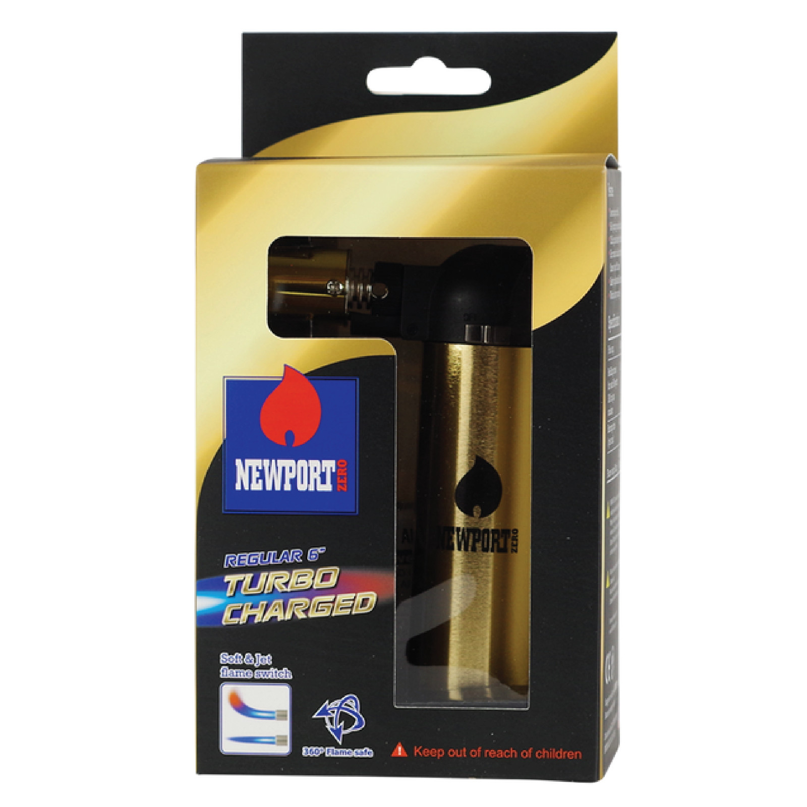 1x Torch Newport Zero Gold Regular 6" Butane Torch | Turbo Charged