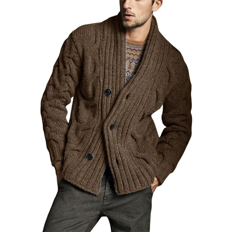 Mens Plain Solid Color Cardigan Sweater 