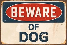 Beware of Dog Aluminum 8x12 Metal Novelty Vintage Reproduction Danger Sign