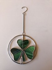 Stained Glass Irish Shamrock 3 Leaf Clover Sun Catcher