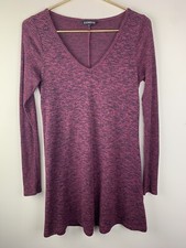 Express Womens Size Small S Heather Burgundy V Neck Knit Dress